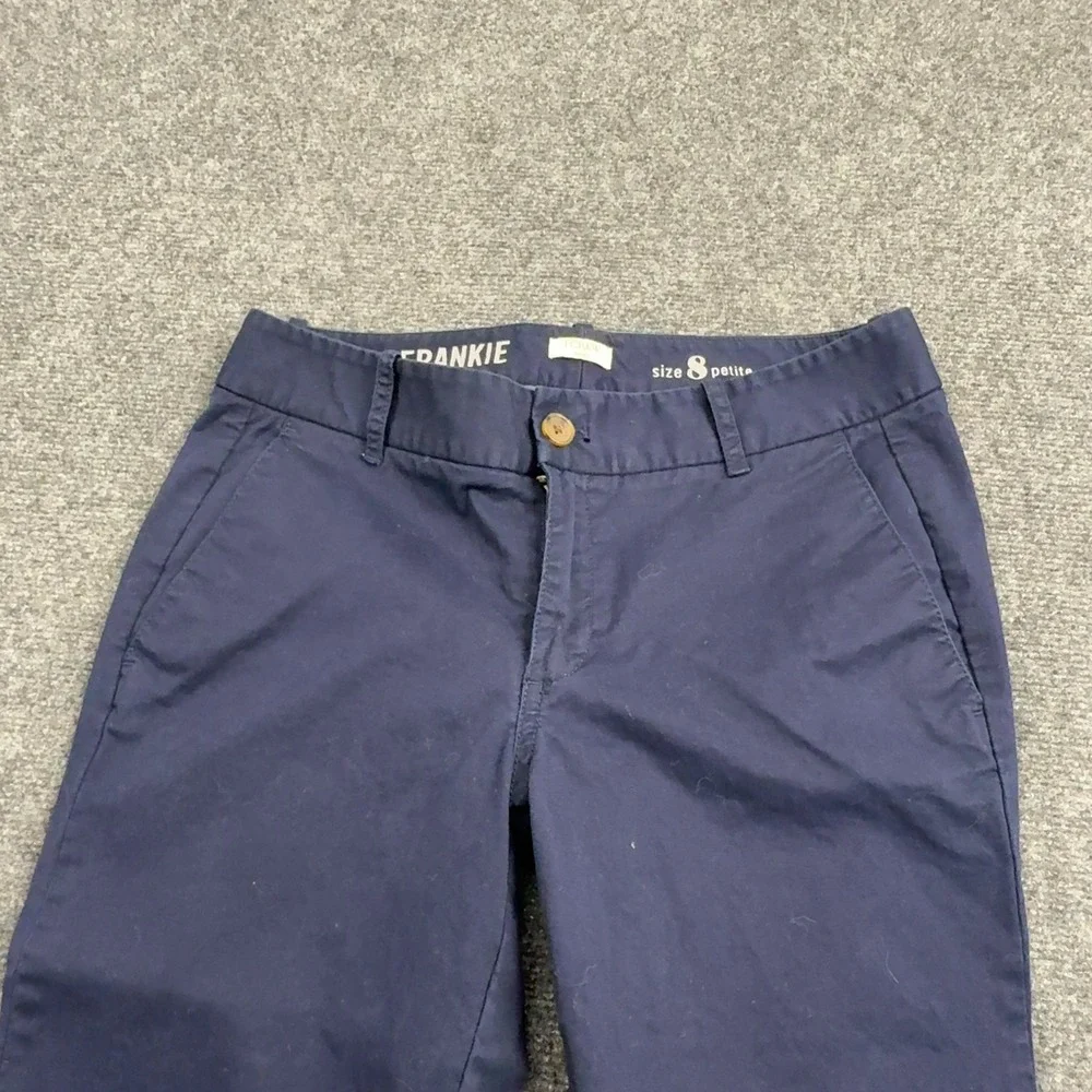 J Crew Frankie Chino Pants Womens 8 Petite Navy Cotton Stretch Casual Preppy